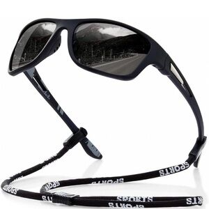 Suoso Black Sports Sunglasses with Strap